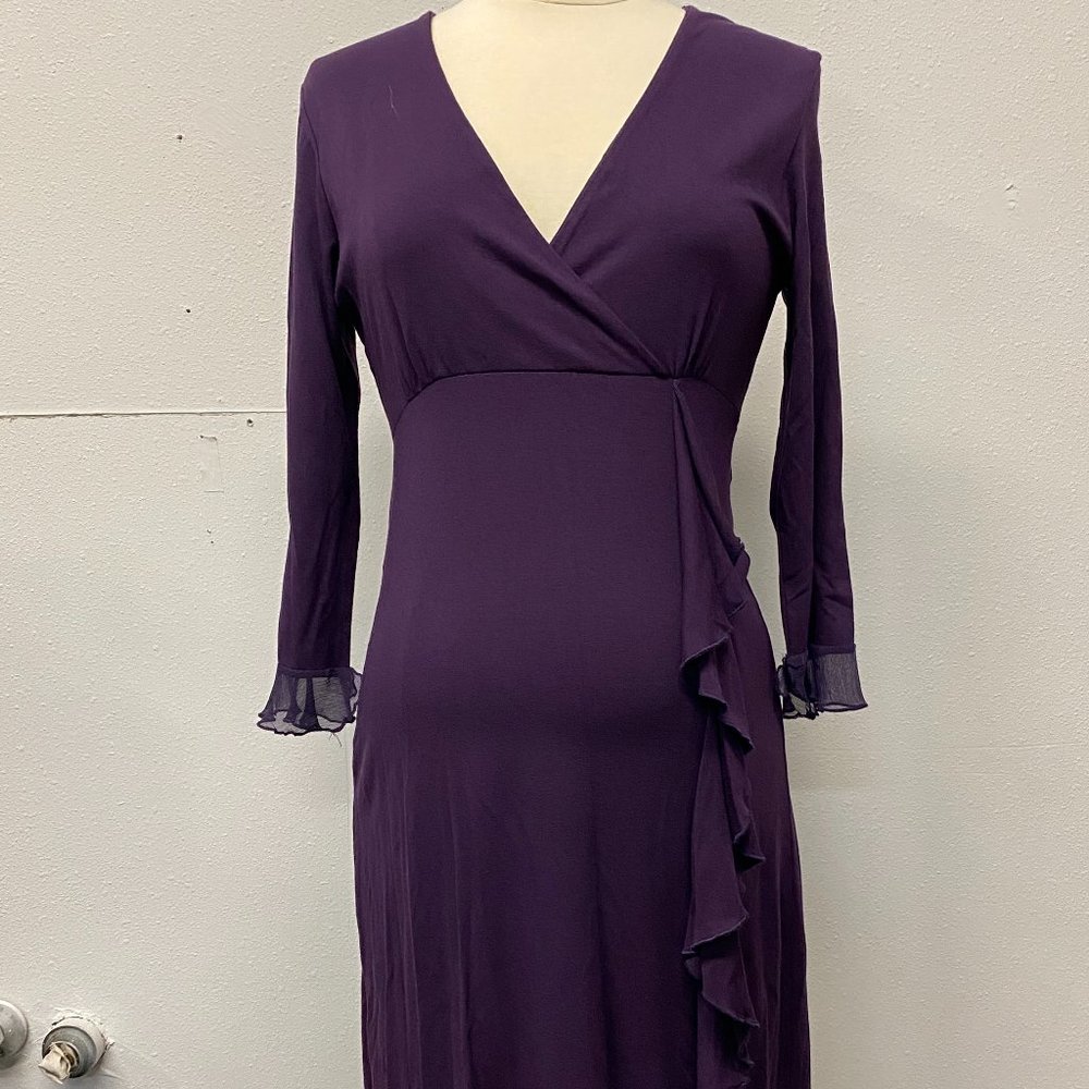 Seraphine Purple Maternity Frill Dress